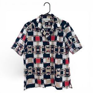 Vintage Y2K Era Women's Donnkenny Classics Multicolor Button Down Shirt Small